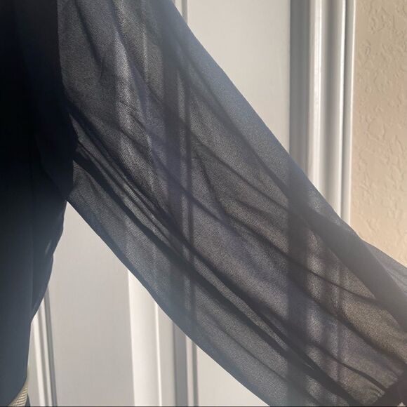 By & By Navy Fit & Flare Midi Dress with Gold Belt; SZ Large; BNWT - Picture 4 of 10